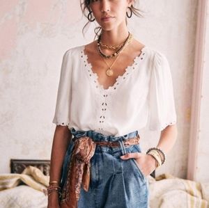 Sezane - Ilonie Blouse - Size 2 / 34 - White